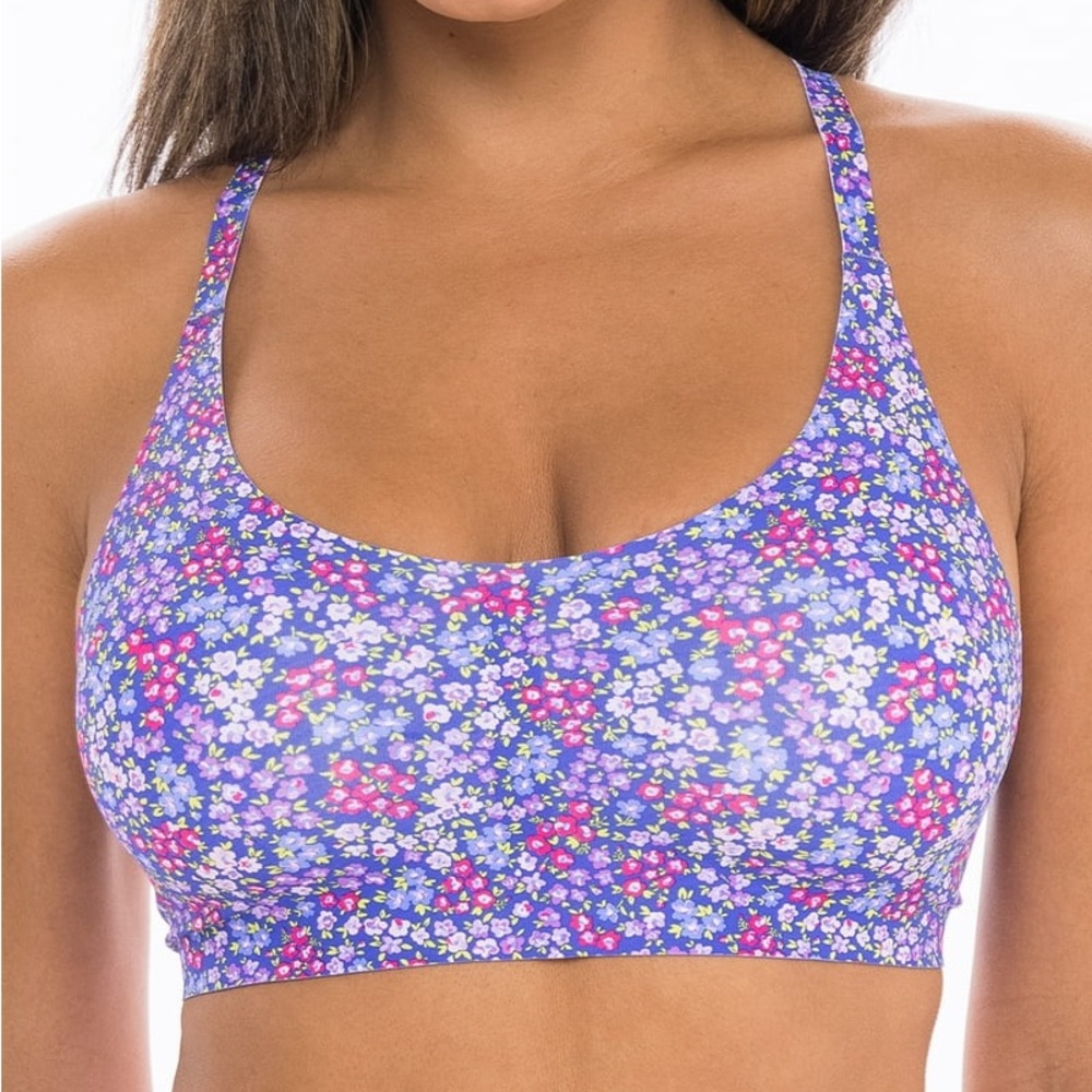 No Boundaries Juniors Wireless Racerback Bra - Ditsy Floral Peri Pop, Size XS